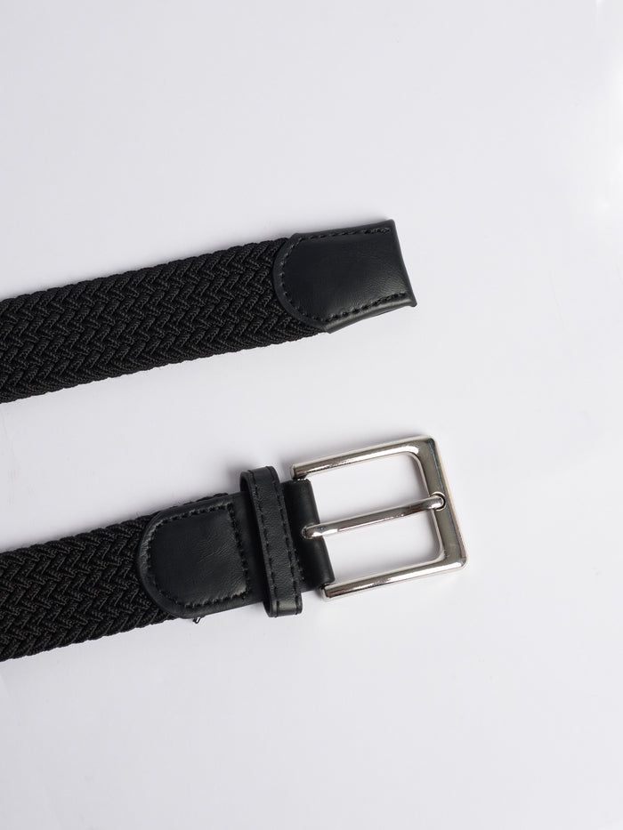 NEW - Ceinture noire élastique avec boucle argentée étroite