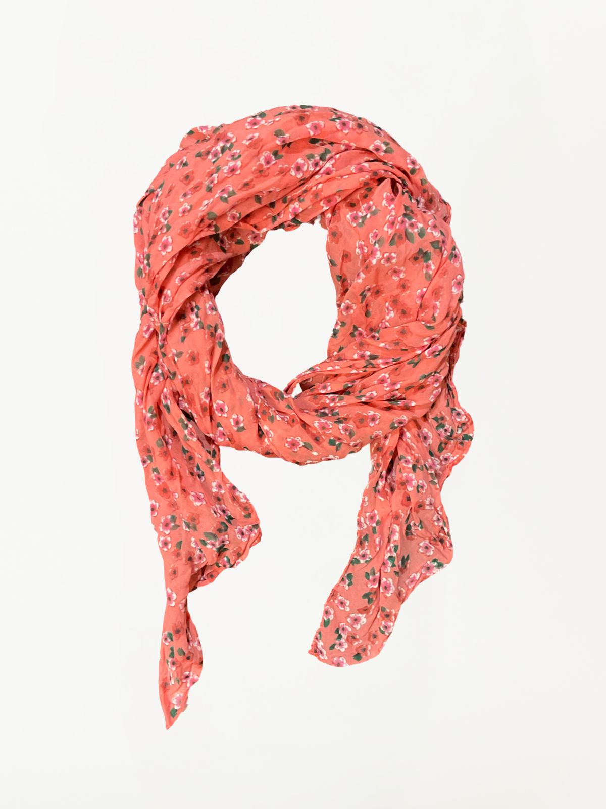 Foulard corail à motifs floraux