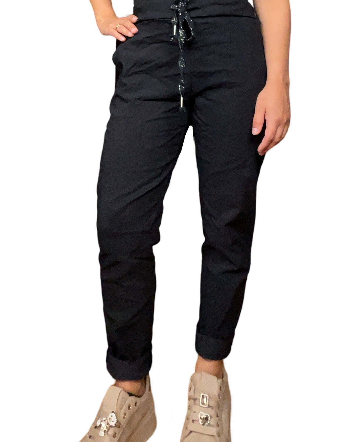 Pantalon noir elastique best sale