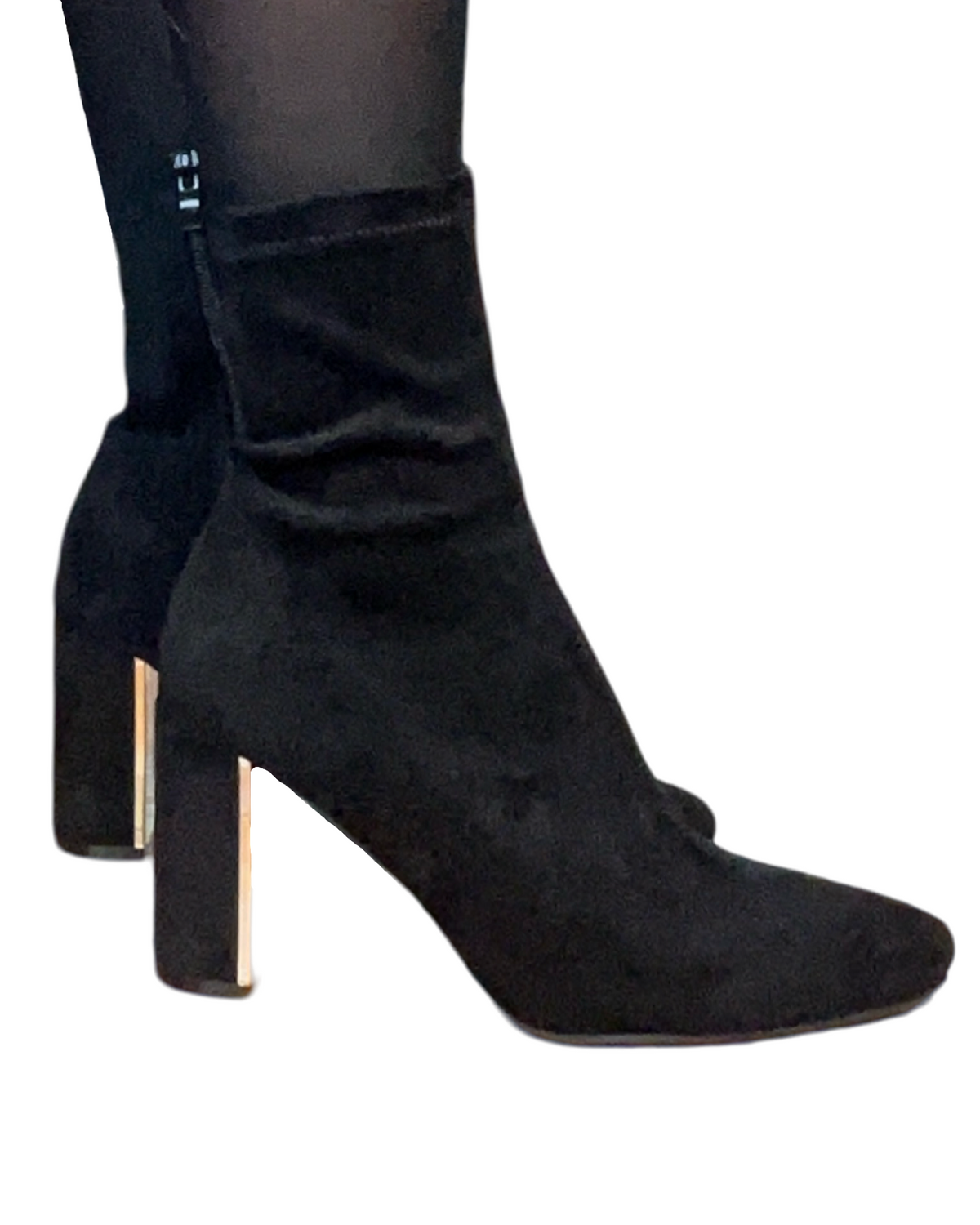 Botte Noir En Suede Mi Haute