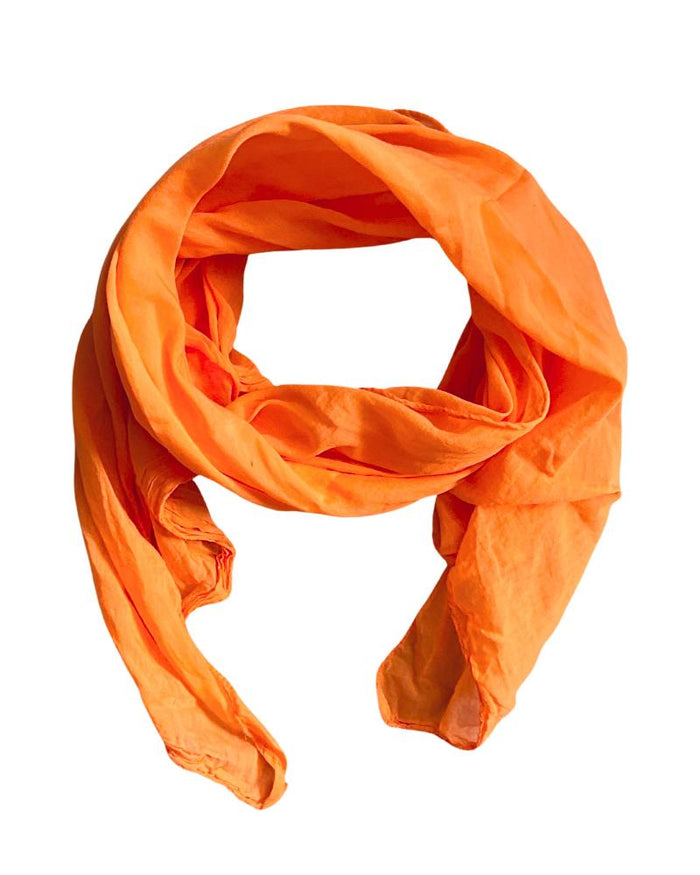 Foulard orange 20% soie pour femme.