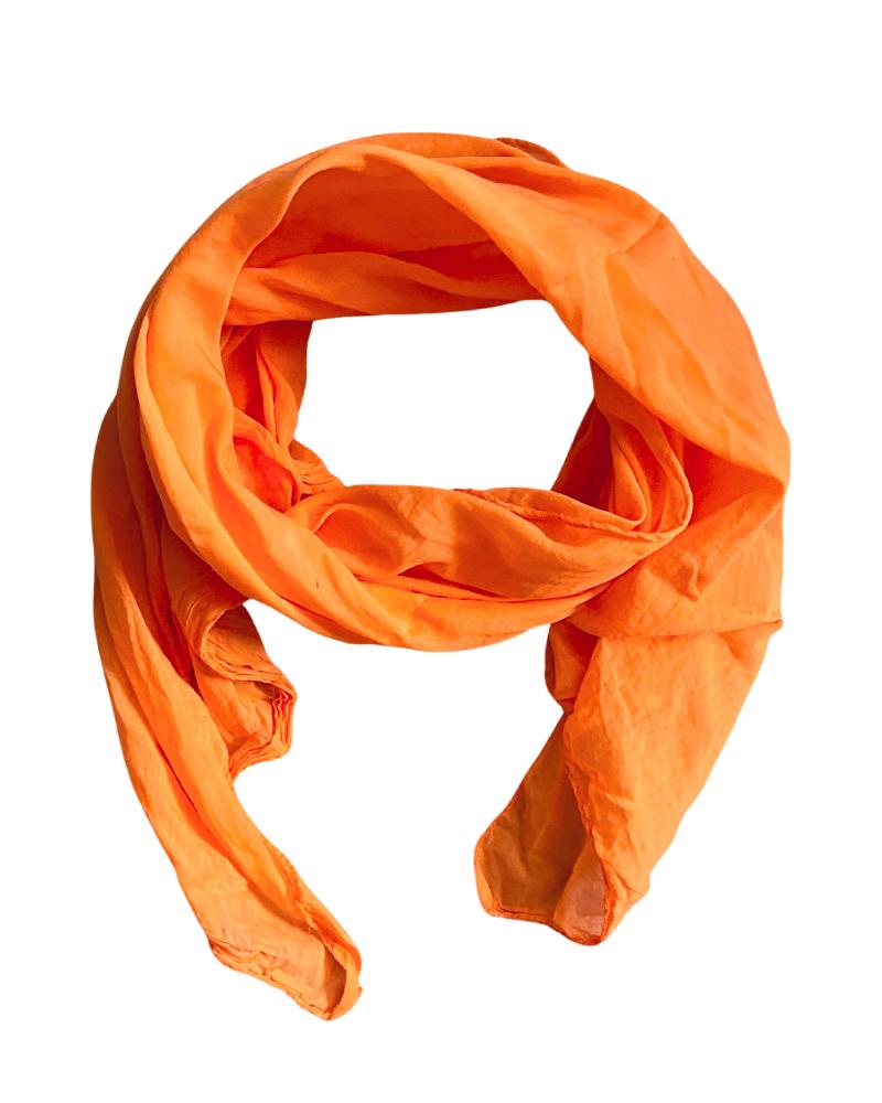 Foulard orange 20% soie pour femme.